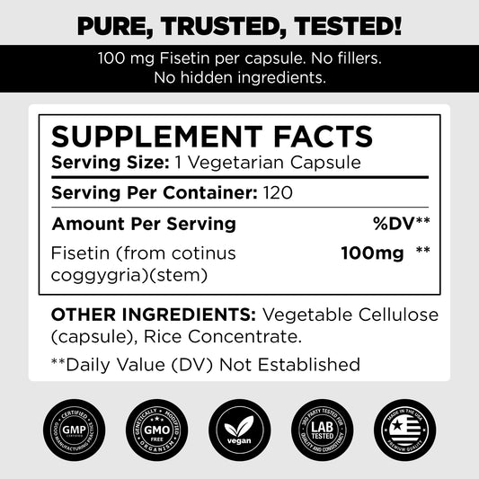 Pure Vitamins Fisetin 500mg – 120 Cts