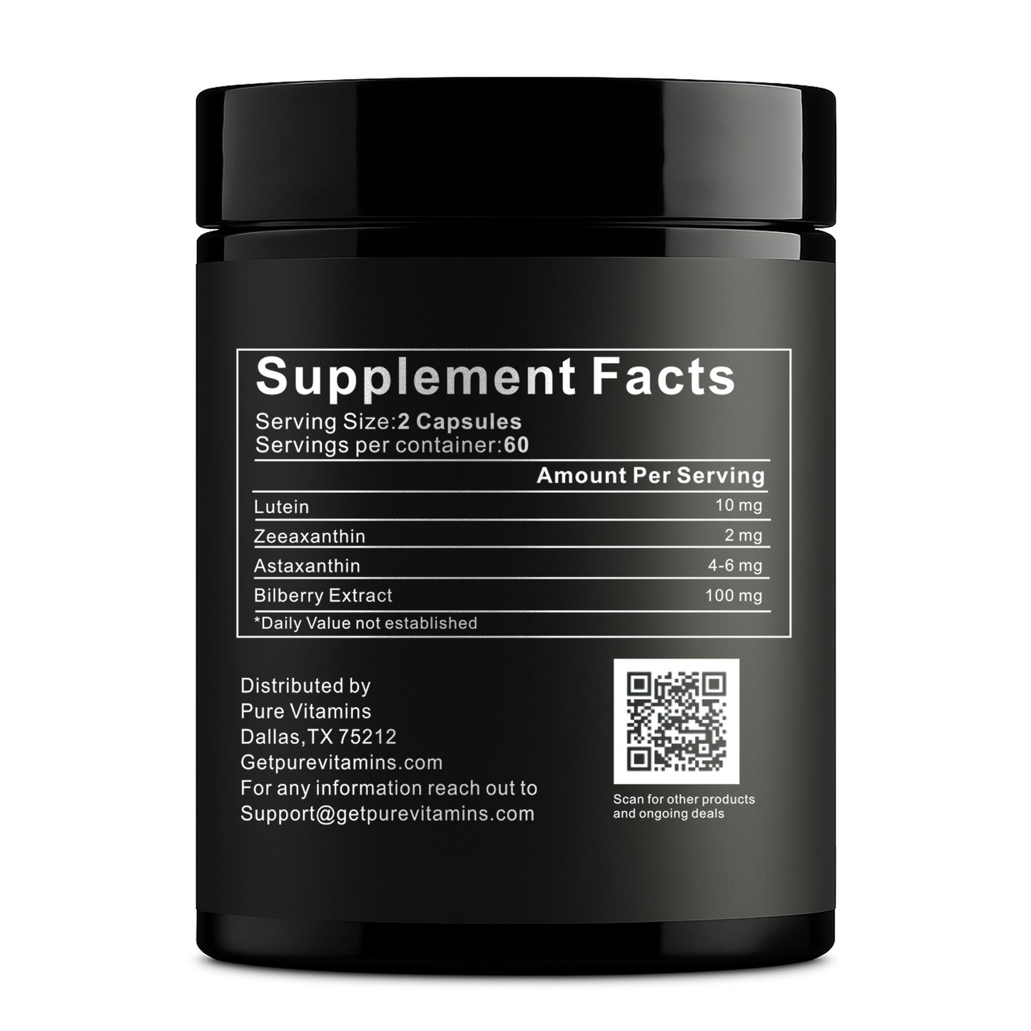 Retina Max Complex – Lutein 40mg, Zeaxanthin 5mg & Bilberry 400mg- 120 Capsule