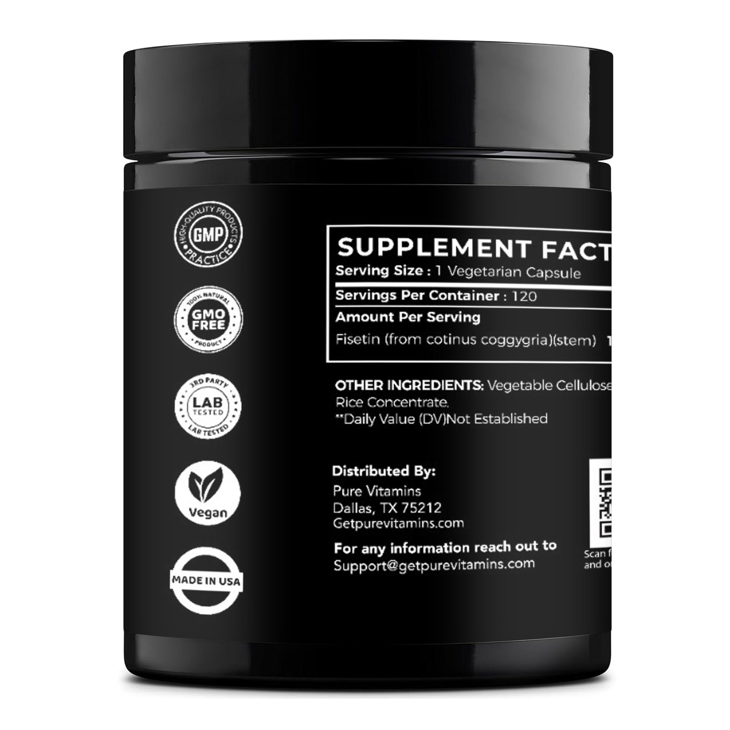 Pure Vitamins Fisetin 500mg – 120 Cts