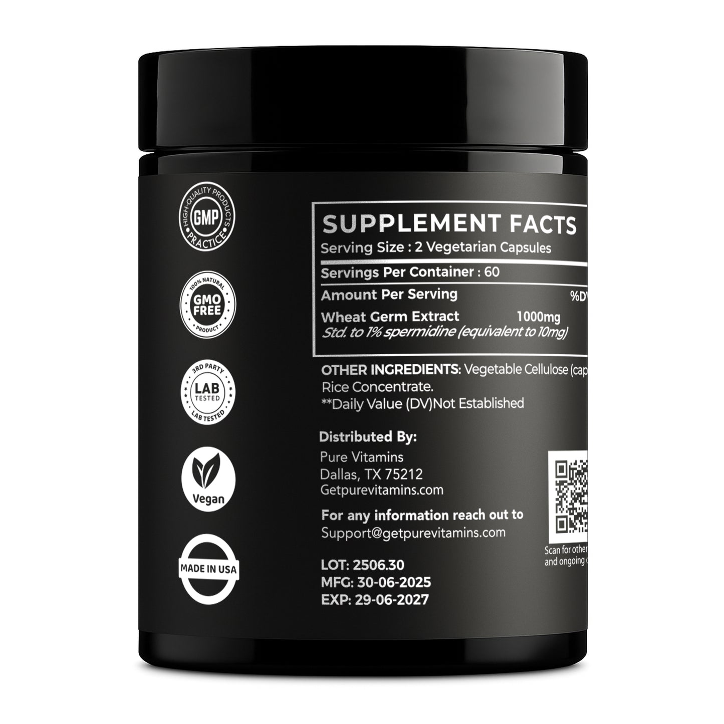 Pure Vitamins Spermidine - 120 Capsules