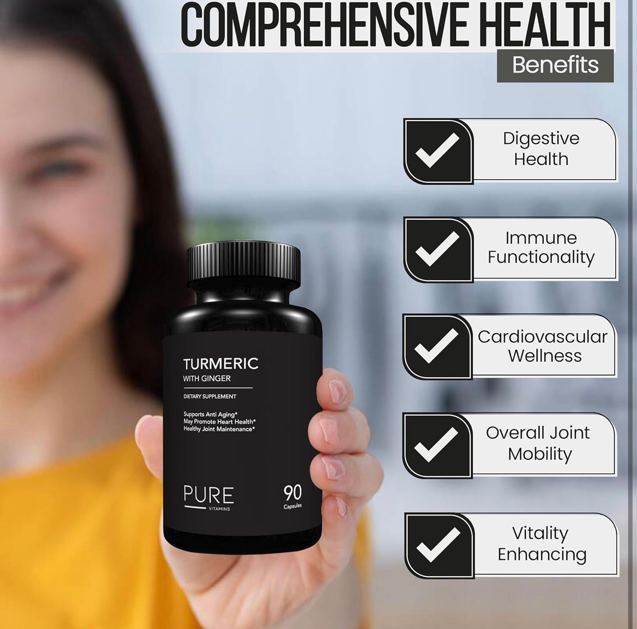 Pure Vitamins Turmeric and Ginger - 90 Capsules