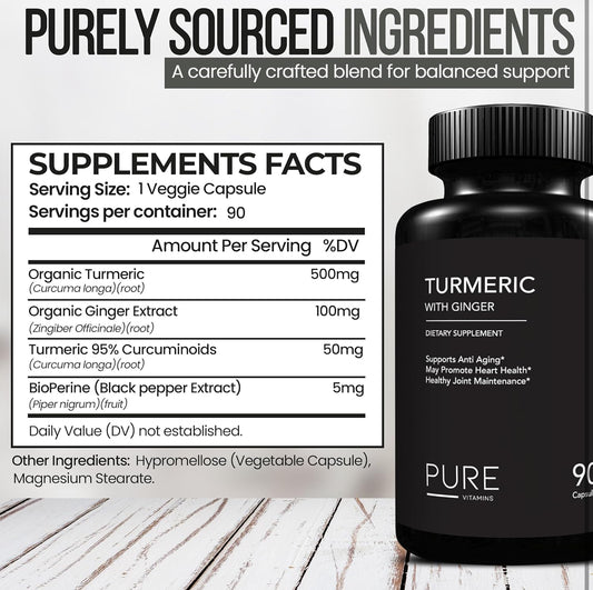 Pure Vitamins Turmeric and Ginger - 90 Capsules
