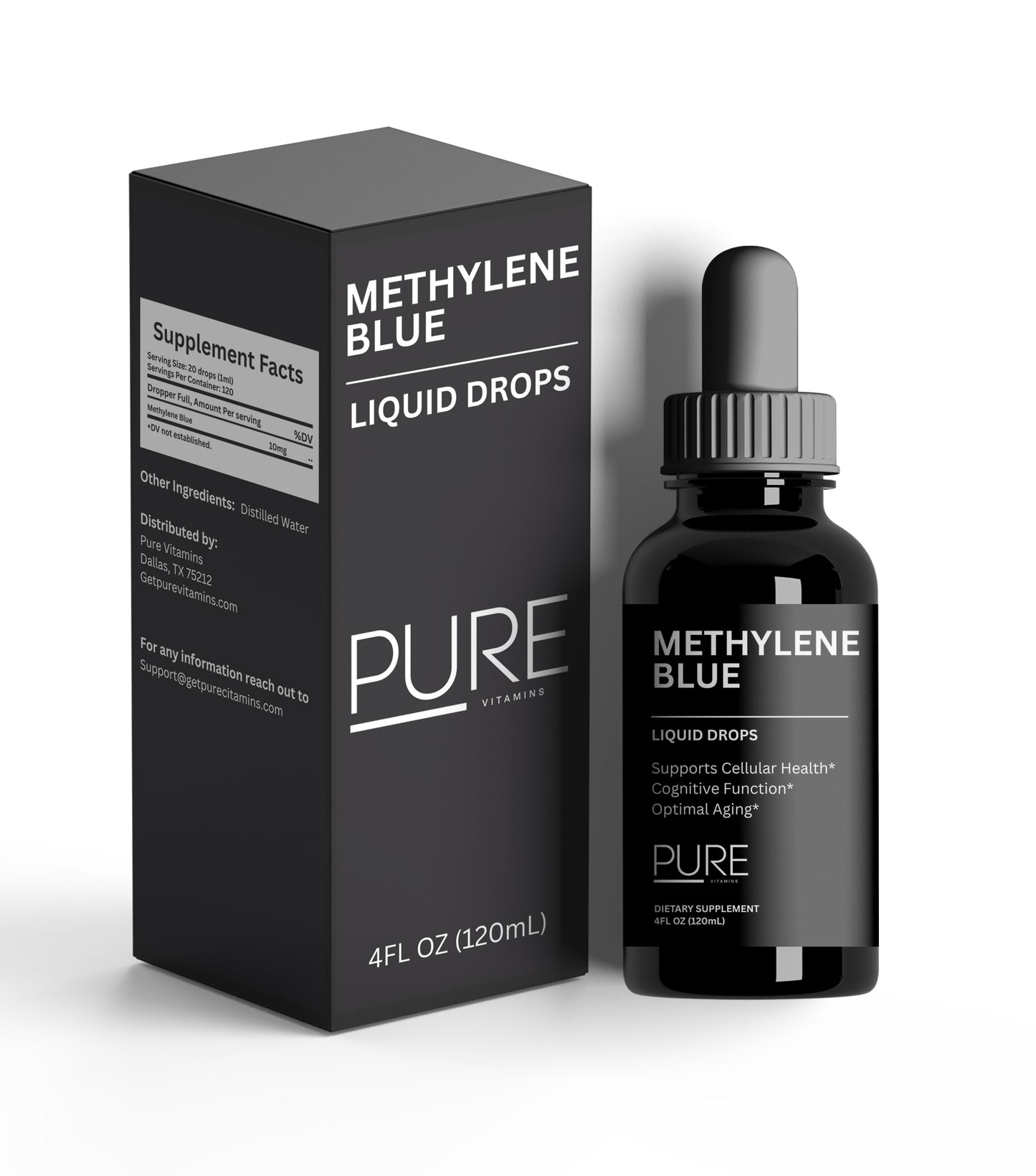 Pure Vitamins Methylene Blue Drops – 4Fl Oz