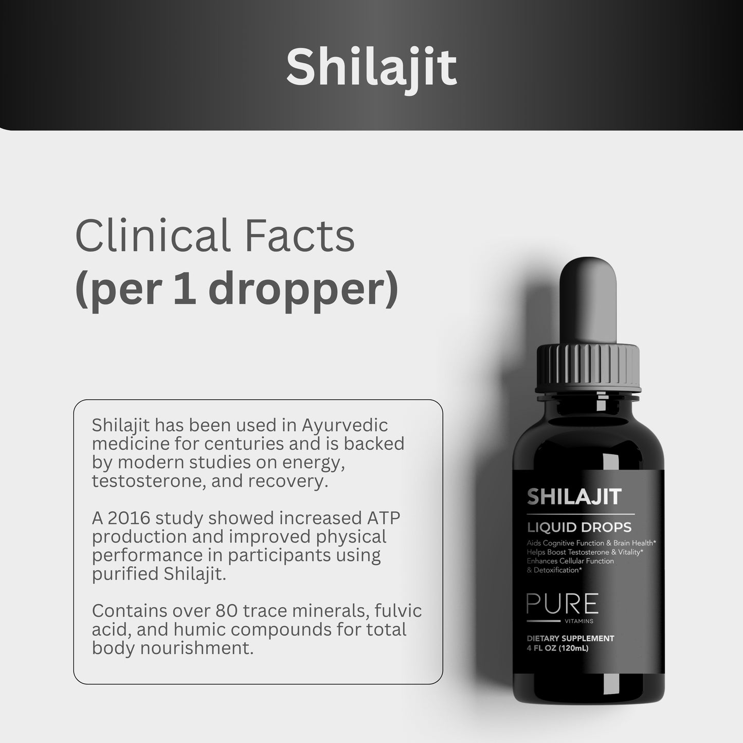 Pure Vitamins Shilajit Liquid Drops - 4Fl Oz