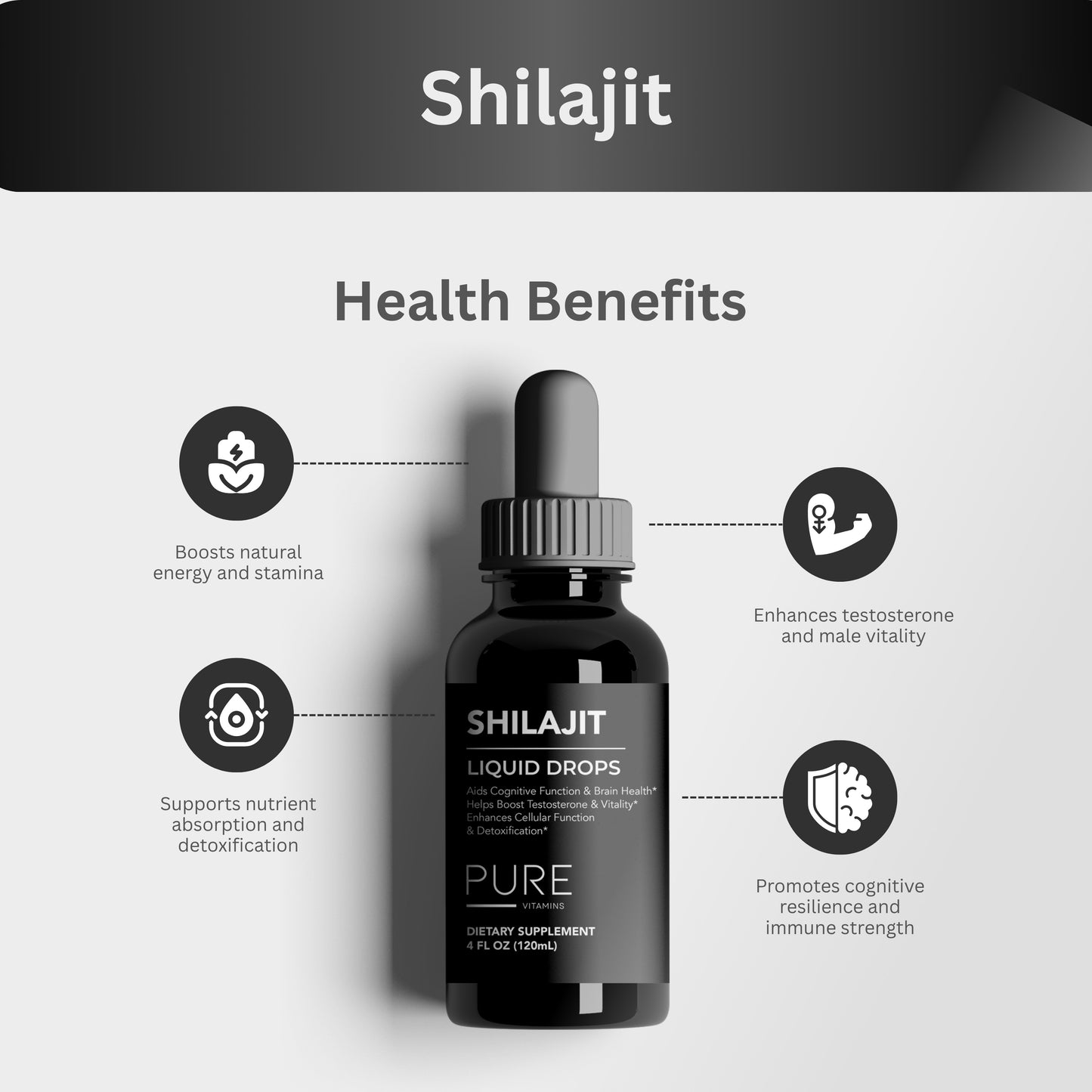 Pure Vitamins Shilajit Liquid Drops - 4Fl Oz
