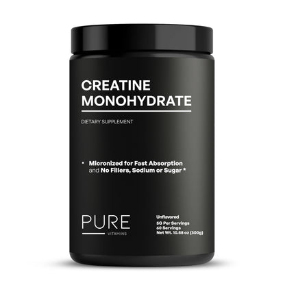 Pure Vitamins Creatine Monohydrate Powder – 5g Per Serving (300g)