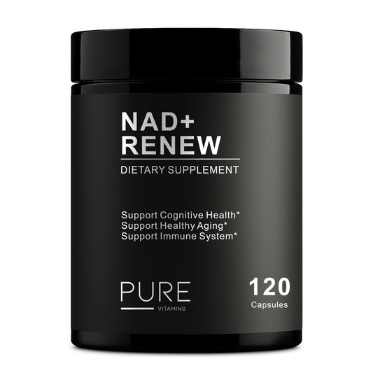 Pure Vitamins NAD+ Renew 900 – Premium NAD+ with Nicotinamide Riboside & Resveratrol 900mg -120 Vegan Capsules