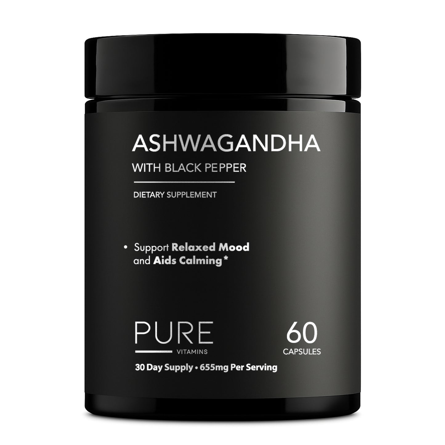 Pure Vitamins Ashwagandha with Black Pepper - 60 Capsules