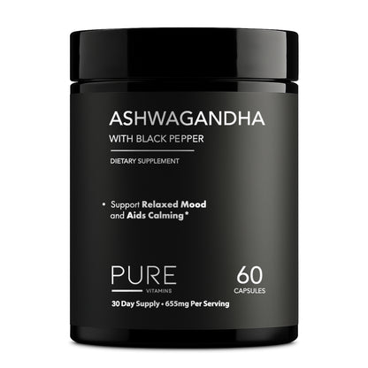 Pure Vitamins Ashwagandha with Black Pepper - 60 Capsules