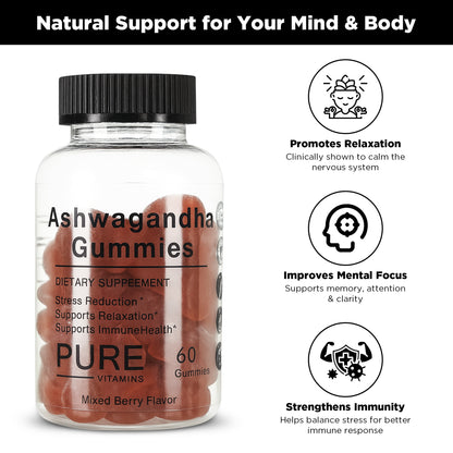 Pure Vitamins Ashwagandha Gummies -60 Gummies