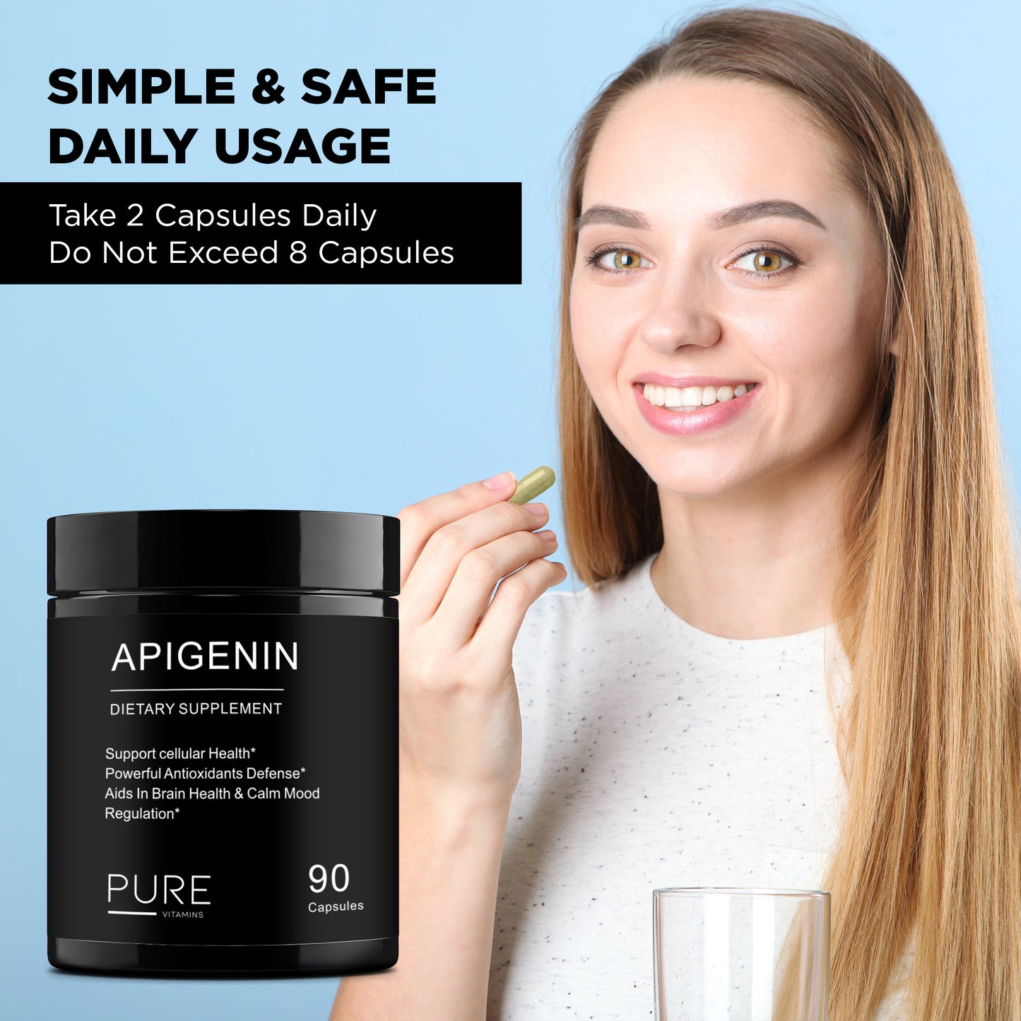 Pure Vitamins Apigenin 50mg - 90 Capsules