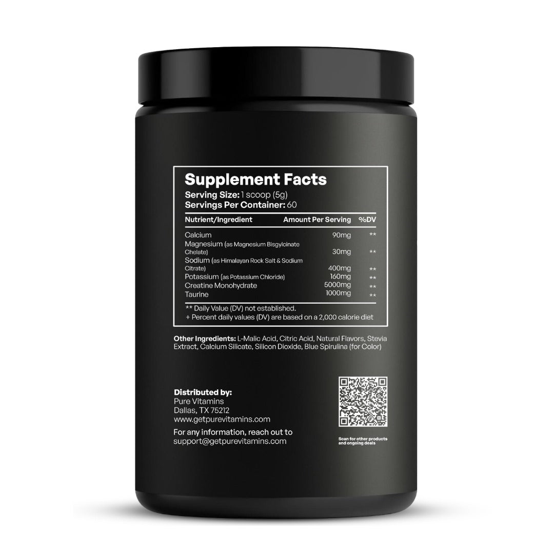 Creatine + Electrolyte Powder – Blue Raspberry (300g)  Workout Performance, Hydration & Recovery Support