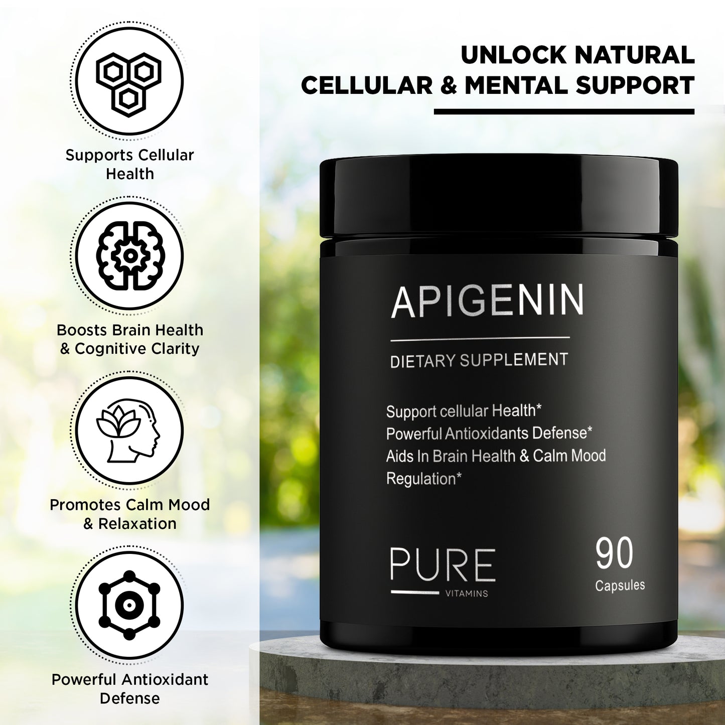 Pure Vitamins Apigenin 50mg - 90 Capsules
