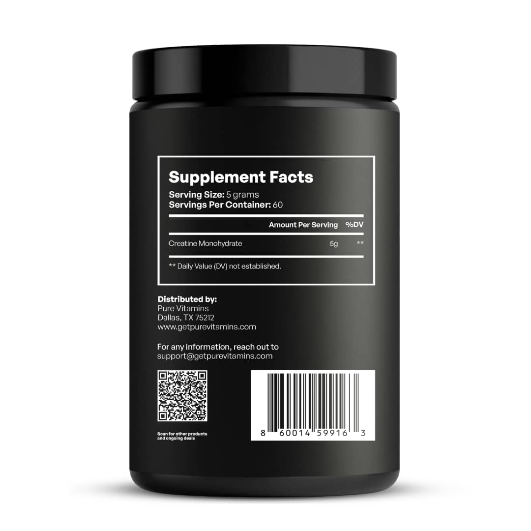 Pure Vitamins Creatine Monohydrate Powder – 5g Per Serving (300g)