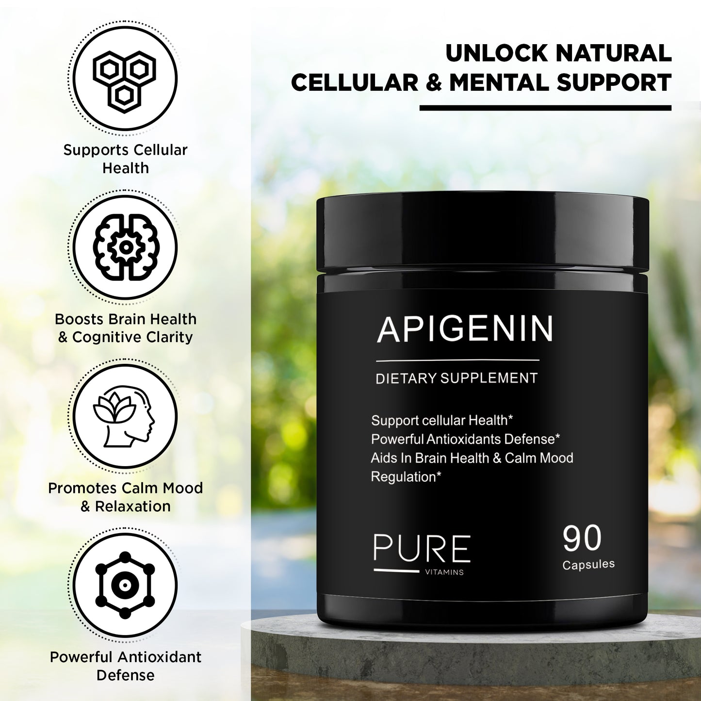 Pure Vitamins Apigenin 50mg - 90 Capsules