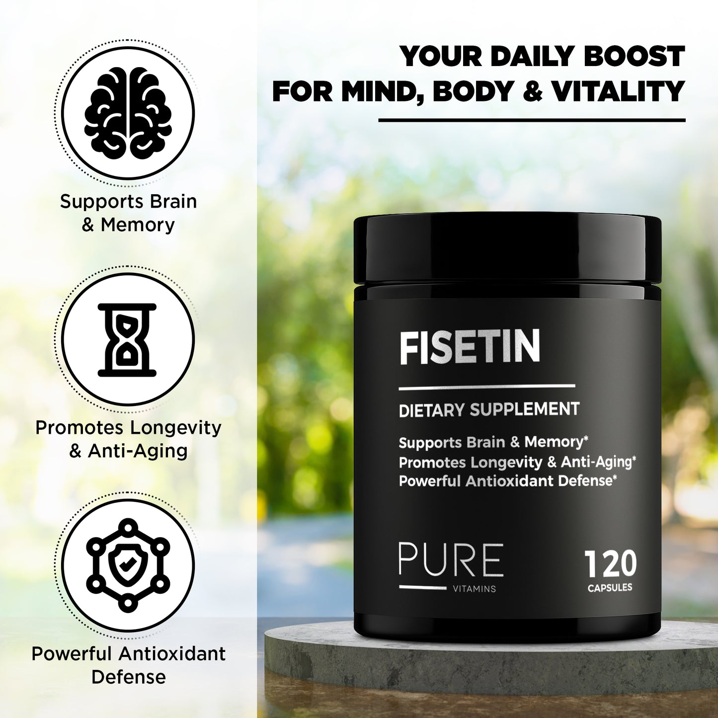 Pure Vitamins Fisetin 500mg – 120 Cts