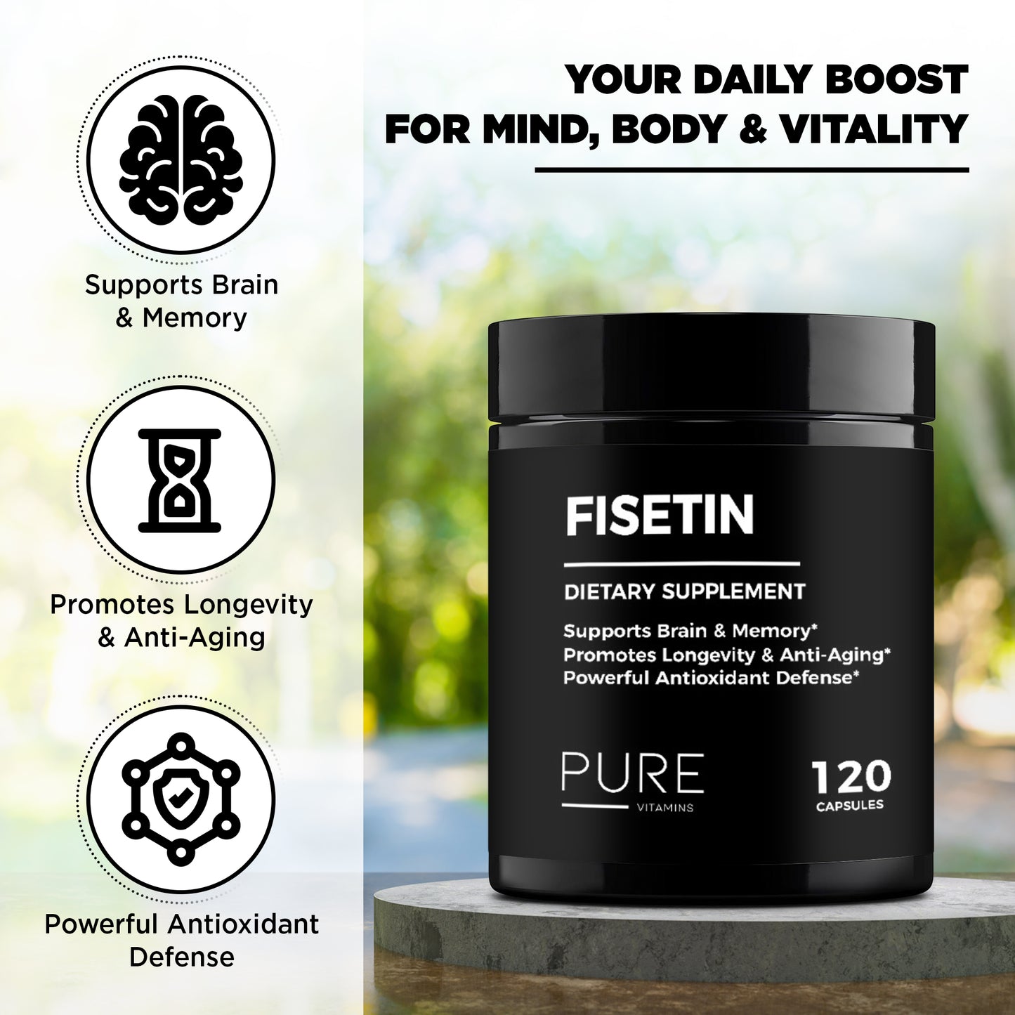 Pure Vitamins Fisetin 500mg – 120 Cts
