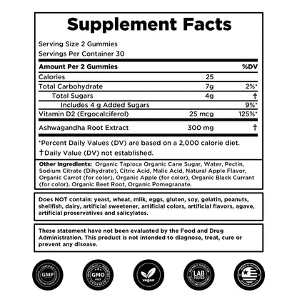 Pure Vitamins Ashwagandha Gummies -60 Gummies