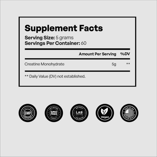 Pure Vitamins Creatine Monohydrate Powder – 5g Per Serving (300g)