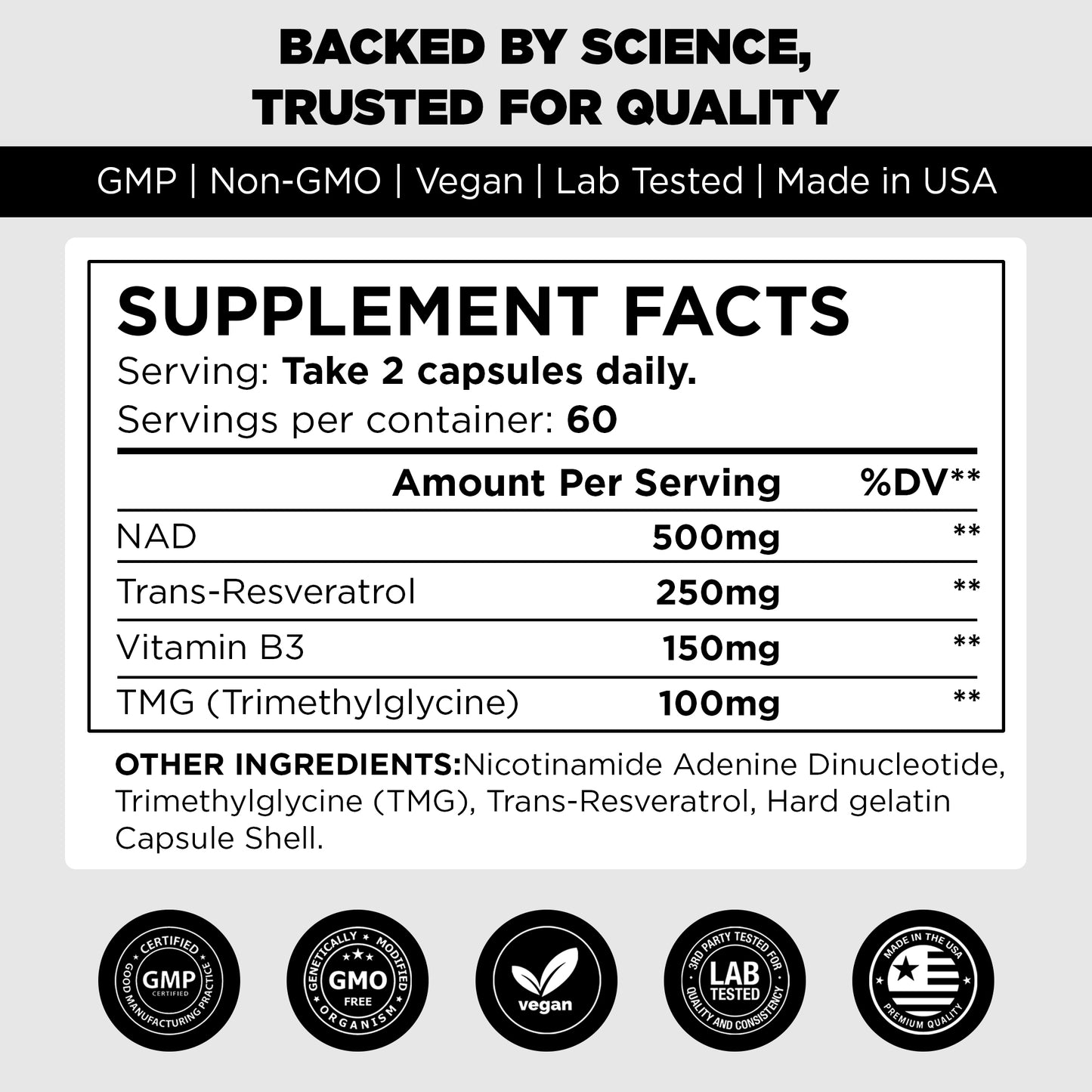 Pure Vitamins NAD+ Renew 900 – Premium NAD+ with Nicotinamide Riboside & Resveratrol 900mg -120 Vegan Capsules