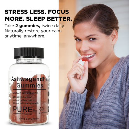 Pure Vitamins Ashwagandha Gummies -60 Gummies