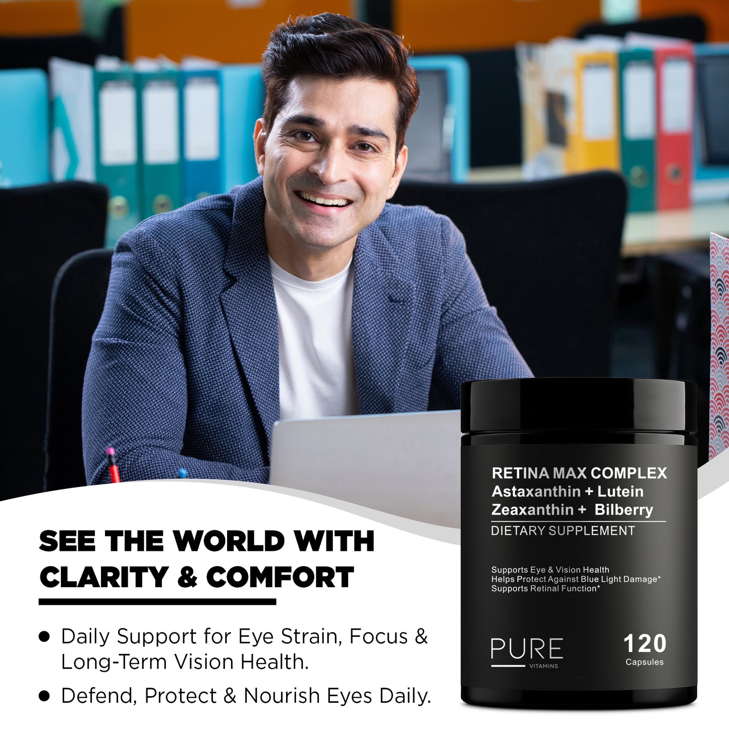 Retina Max Complex – Lutein 40mg, Zeaxanthin 5mg & Bilberry 400mg- 120 Capsule