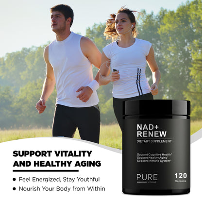 Pure Vitamins NAD+ Renew 900 – Premium NAD+ with Nicotinamide Riboside & Resveratrol 900mg -120 Vegan Capsules