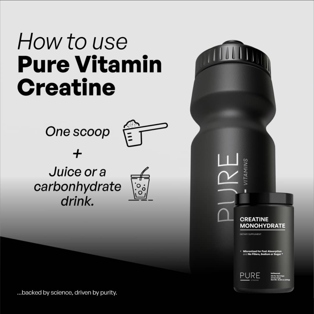 Pure Vitamins Creatine Monohydrate Powder – 5g Per Serving (300g)