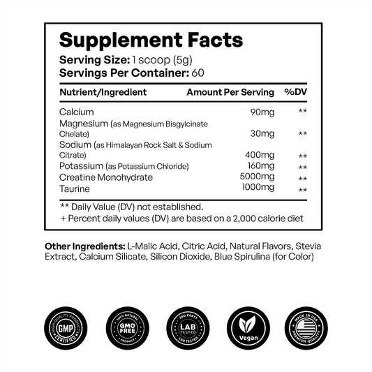 Creatine + Electrolyte Powder – Blue Raspberry (300g)  Workout Performance, Hydration & Recovery Support