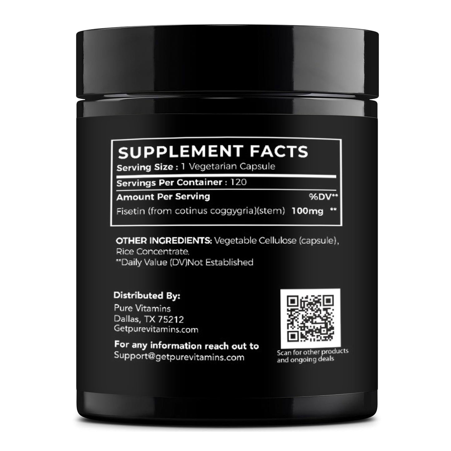 Pure Vitamins Fisetin 500mg – 120 Cts
