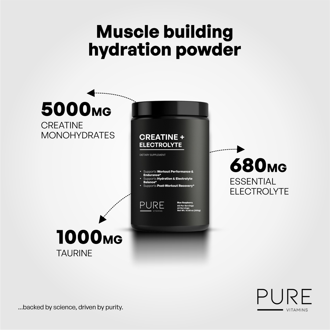 Creatine + Electrolyte Powder – Blue Raspberry (300g)  Workout Performance, Hydration & Recovery Support