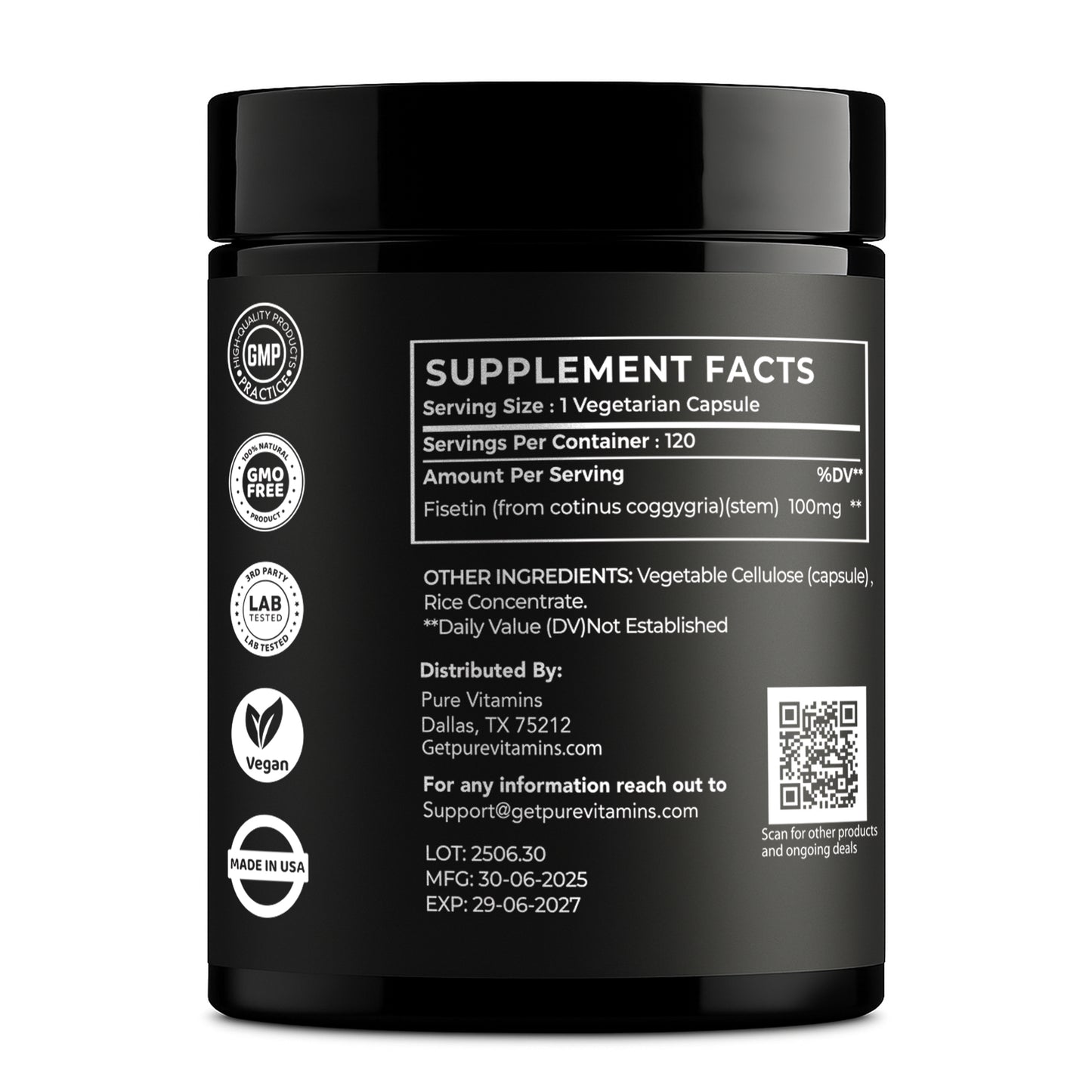 Pure Vitamins Fisetin 500mg – 120 Cts