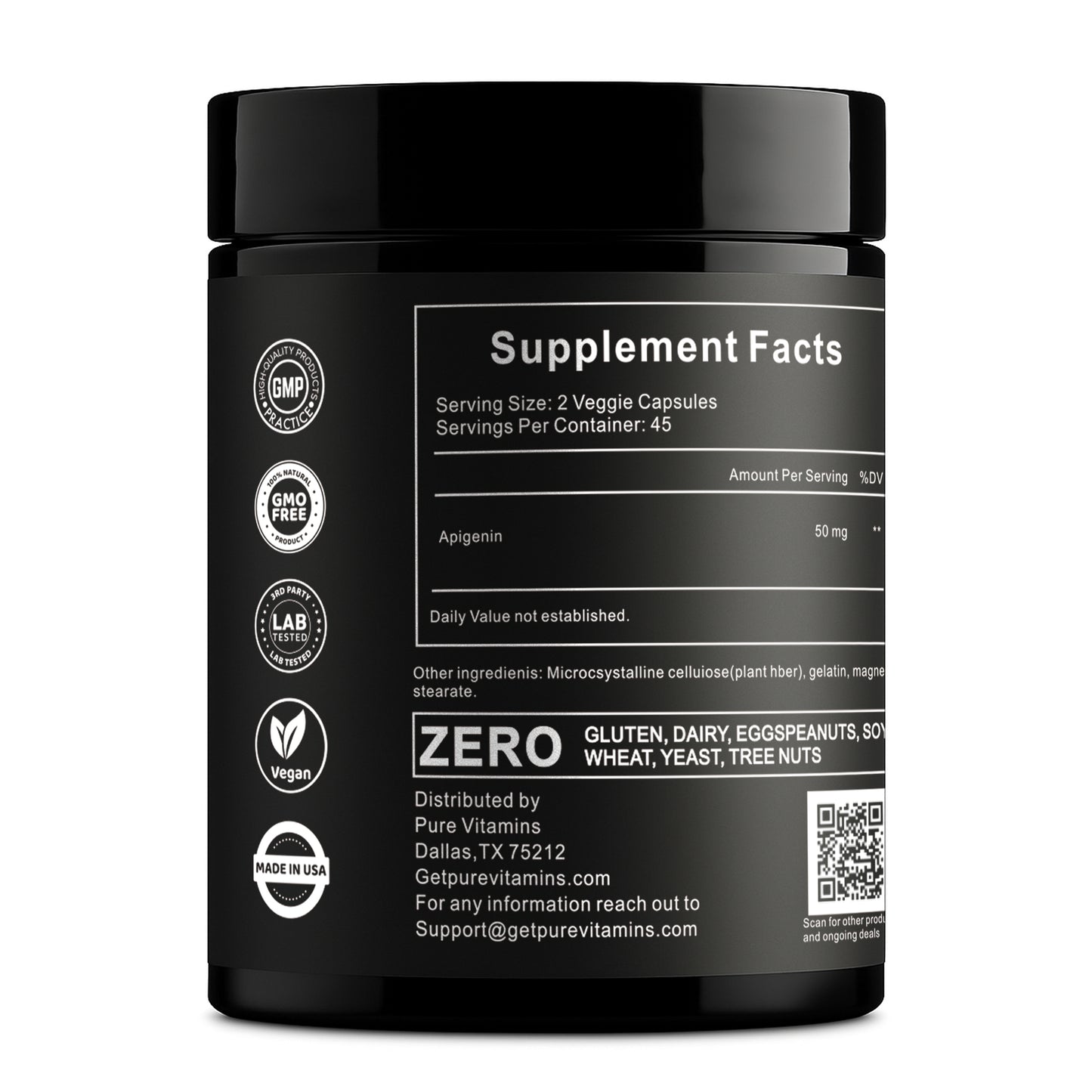 Pure Vitamins Apigenin 50mg - 90 Capsules