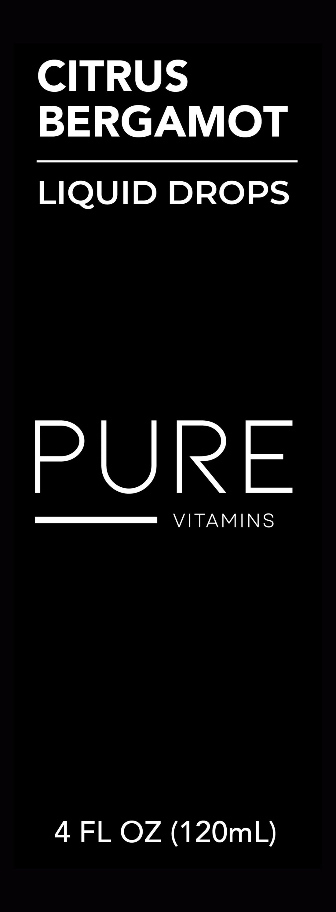 Pure Vitamins Citrus Bergamot Liquid Drops 4 fl oz – 1000 mg Herbal Blend with Soursop, Olive Leaf & Black Pepper | High Absorption Cardiovascular & Metabolic Support | Non-GMO, Vegan