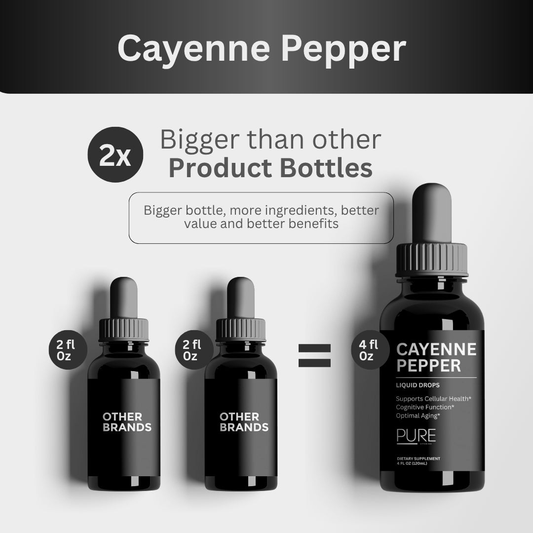 Pure Vitamins Cayenne Pepper Extract Liquid Drops with Hawthorn, Beet Root, Turmeric, Vitamin K2 + D3 – Supports Circulation, Heart & Immune Health - 4 fl oz Sugar & Alcohol Free 4 Fl.Oz.