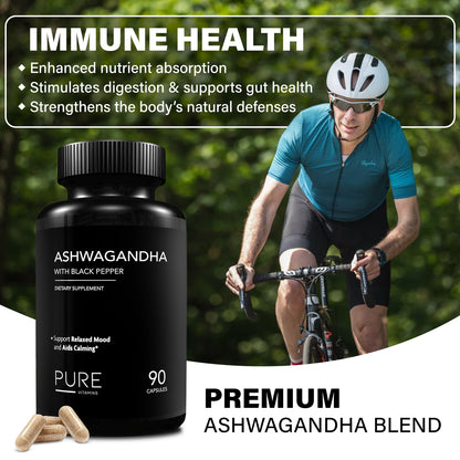 Pure Vitamins Ashwagandha with Black Pepper - 60 Capsules