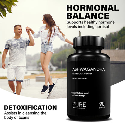 Pure Vitamins Ashwagandha with Black Pepper - 60 Capsules