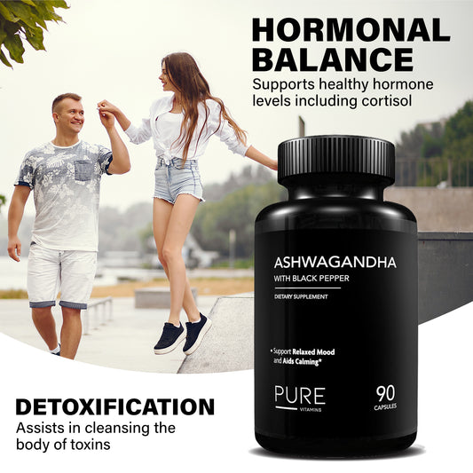 Pure Vitamins Ashwagandha with Black Pepper - 90 Capsules