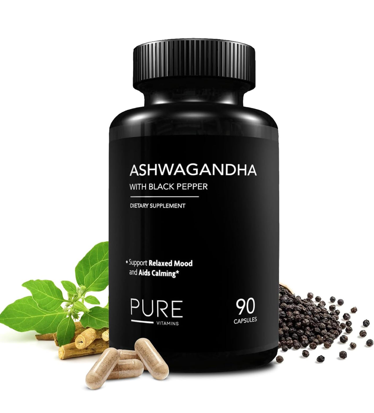 Pure Vitamins Ashwagandha with Black Pepper - 60 Capsules