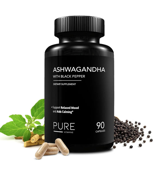Pure Vitamins Ashwagandha with Black Pepper - 90 Capsules