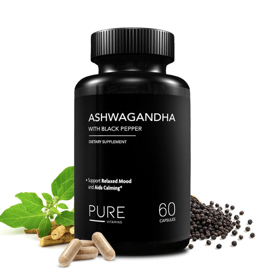 Pure Vitamins Ashwagandha with Black Pepper - 60 Capsules