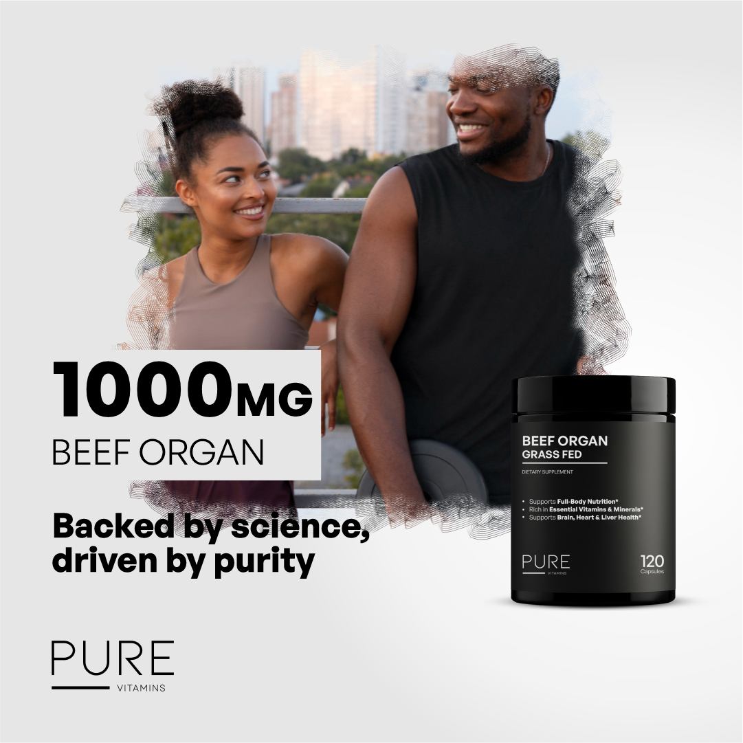 Beef Organ Grass-Fed Capsules (120 Capsules)  Whole-Food Organ Nutrition for Daily Vitality | Pure Vitamins