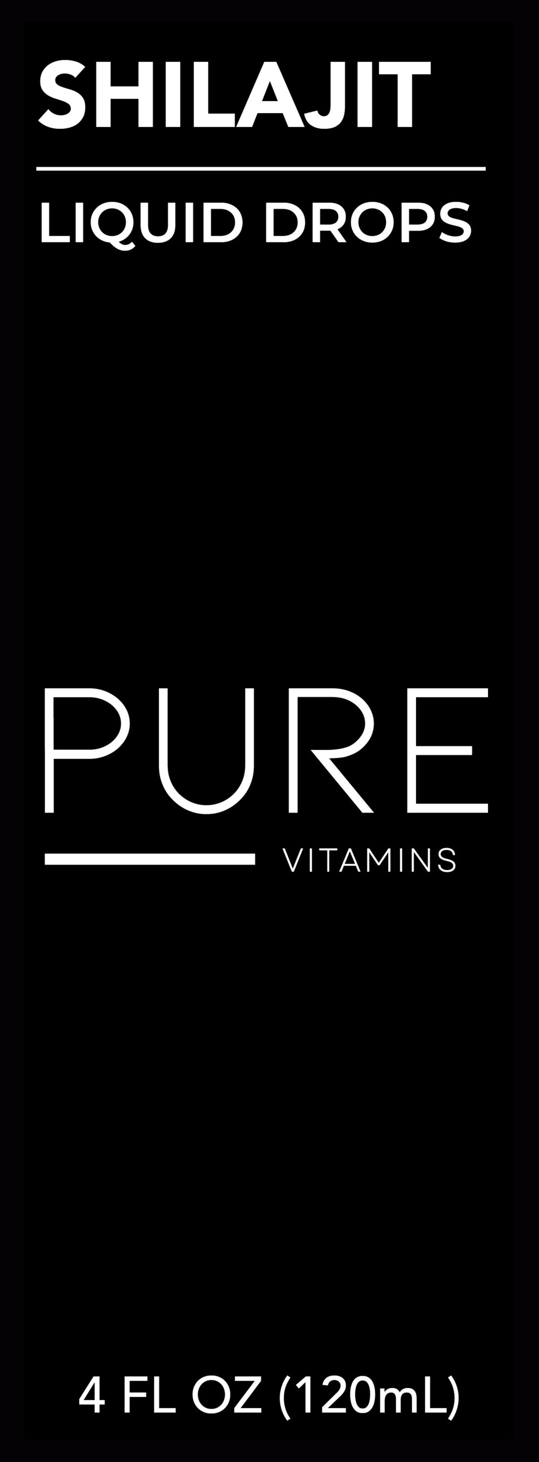 Pure Vitamins Shilajit Liquid Drops, 4 fl oz, Mineral-Rich Fulvic Acid Supplement, Energy and Stamina Support