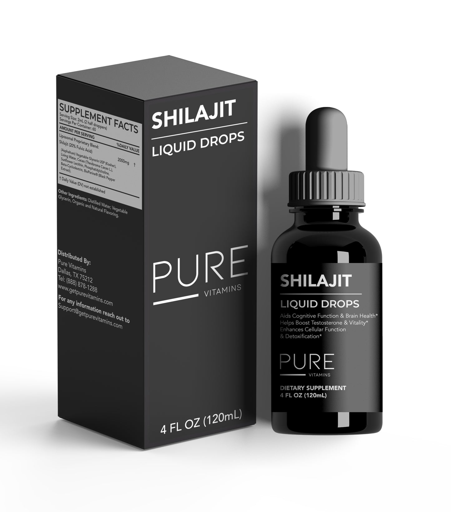 Pure Vitamins Shilajit Liquid Drops - 4Fl Oz