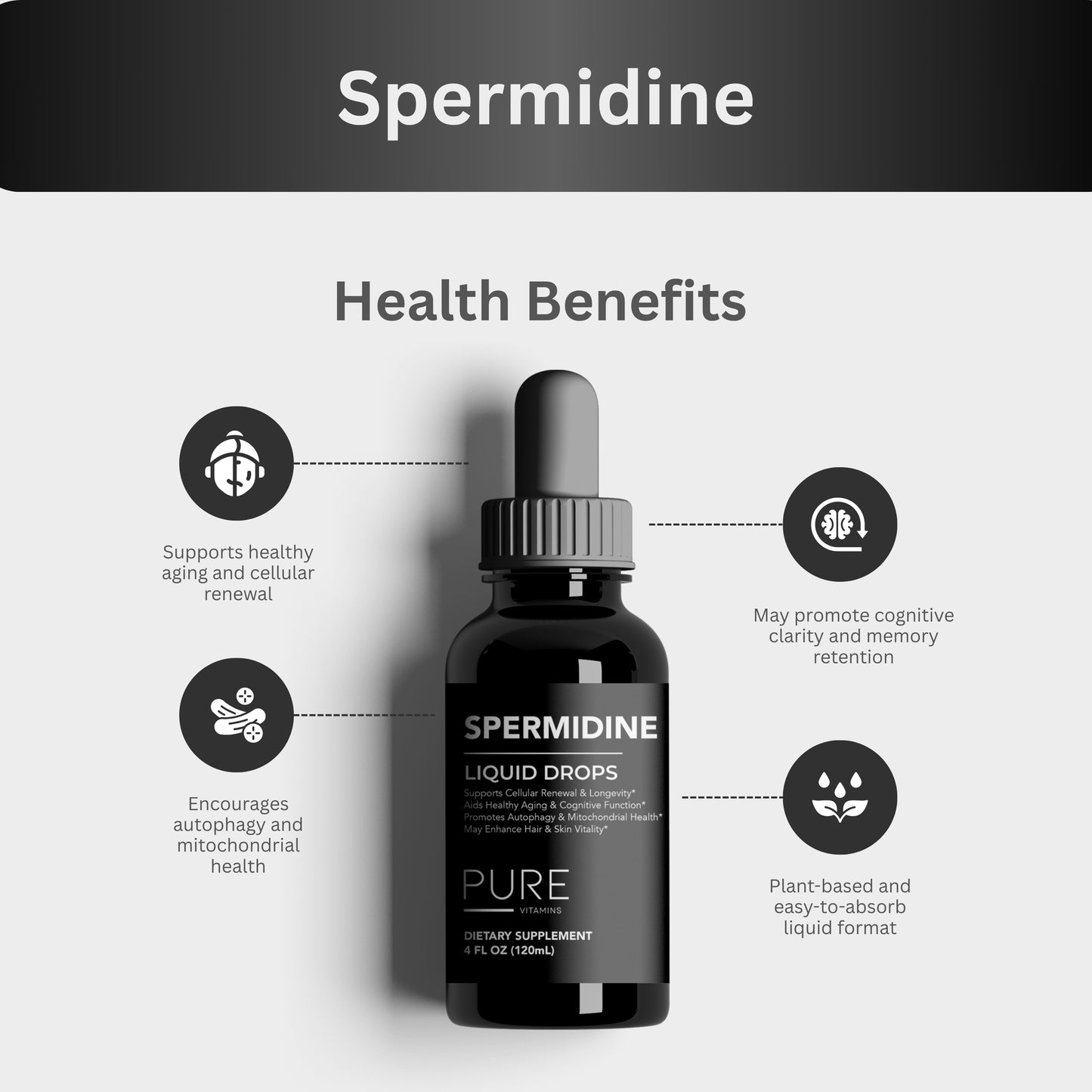 Pure Vitamins Spermidine drops – 4Fl Oz