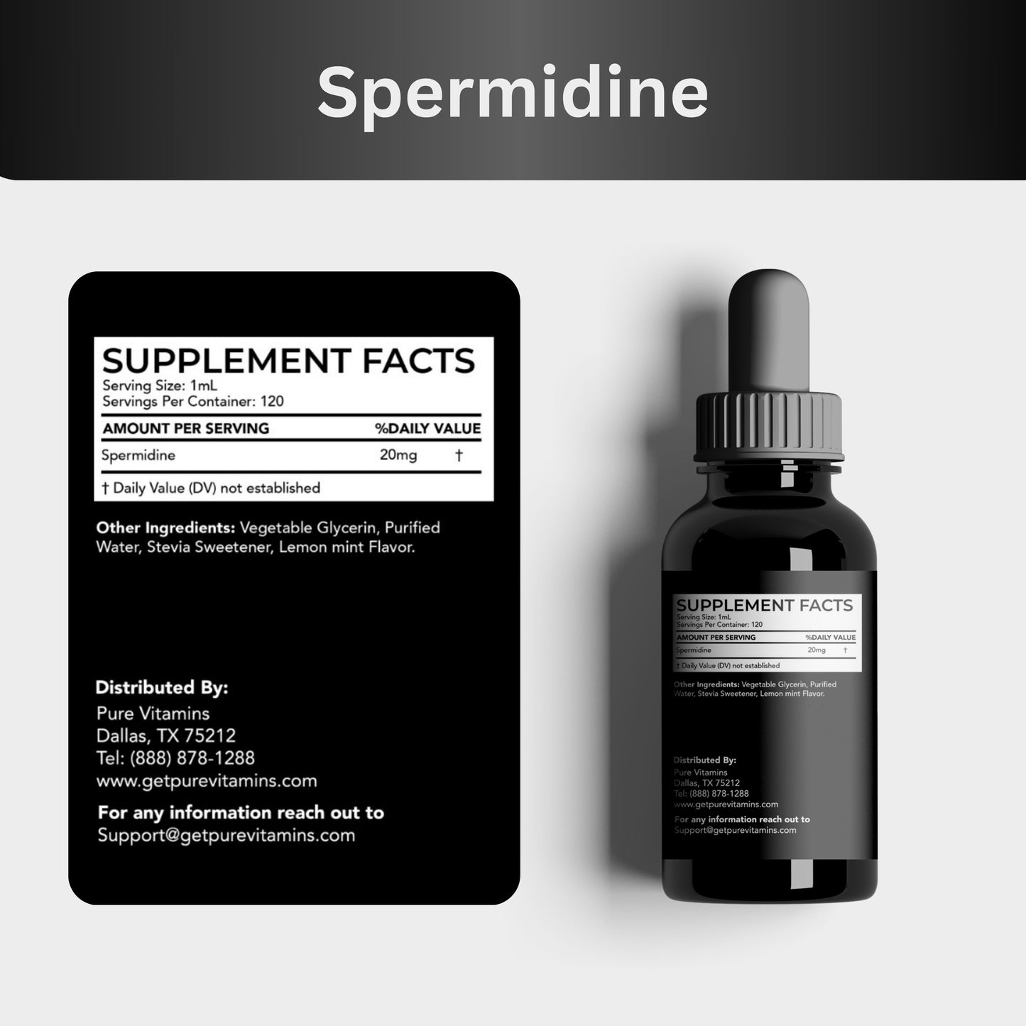 Pure Vitamins Spermidine drops – 4Fl Oz